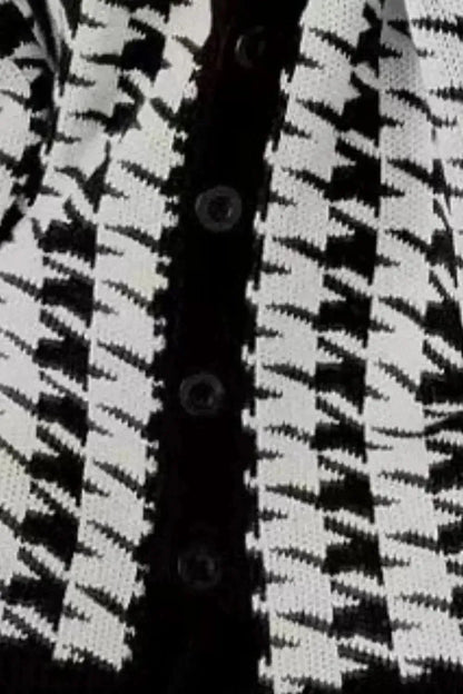 Houndstooth Button Up Long Sleeve Cardigan - Bad Moms Club