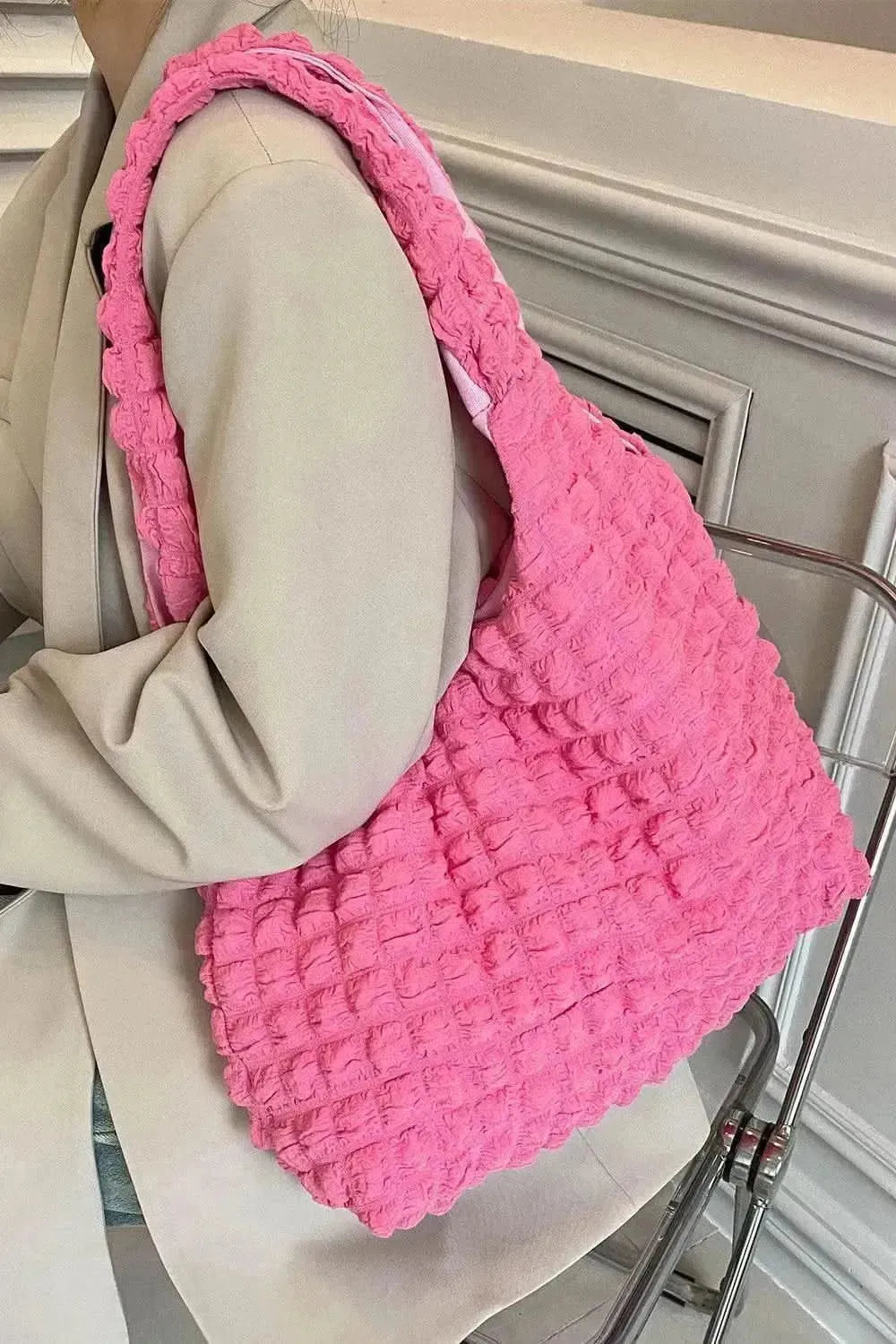 Ruched Polyester Large Handbag - Bad Moms Club