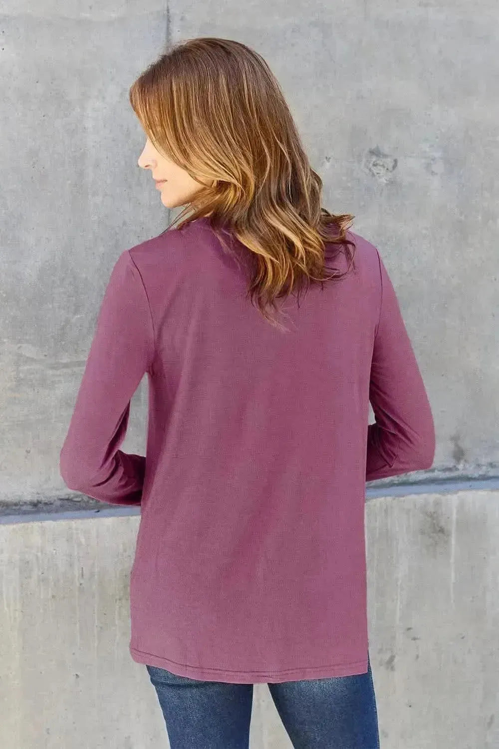 Basic Bae Full Size Round Neck Long Sleeve Top - Bad Moms Club
