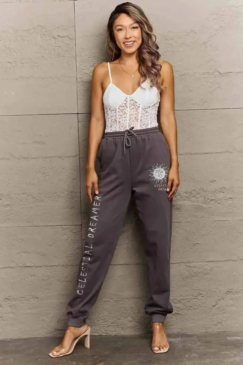 Simply Love Full Size CELESTIAL DREAMER Graphic Sweatpants - Bad Moms Club