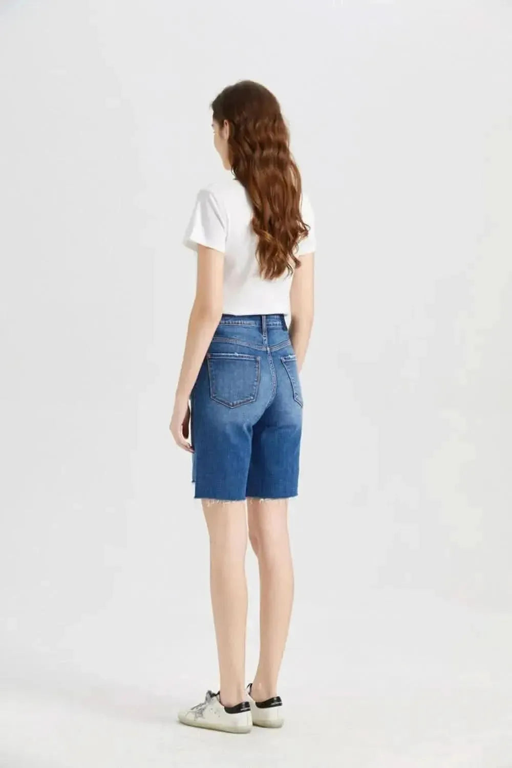BAYEAS Full Size Super High Rise Denim Bermuda Shorts - Bad Moms Club