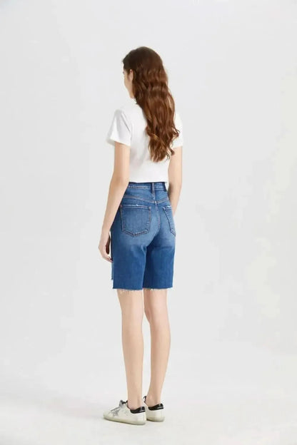 BAYEAS Full Size Super High Rise Denim Bermuda Shorts - Bad Moms Club