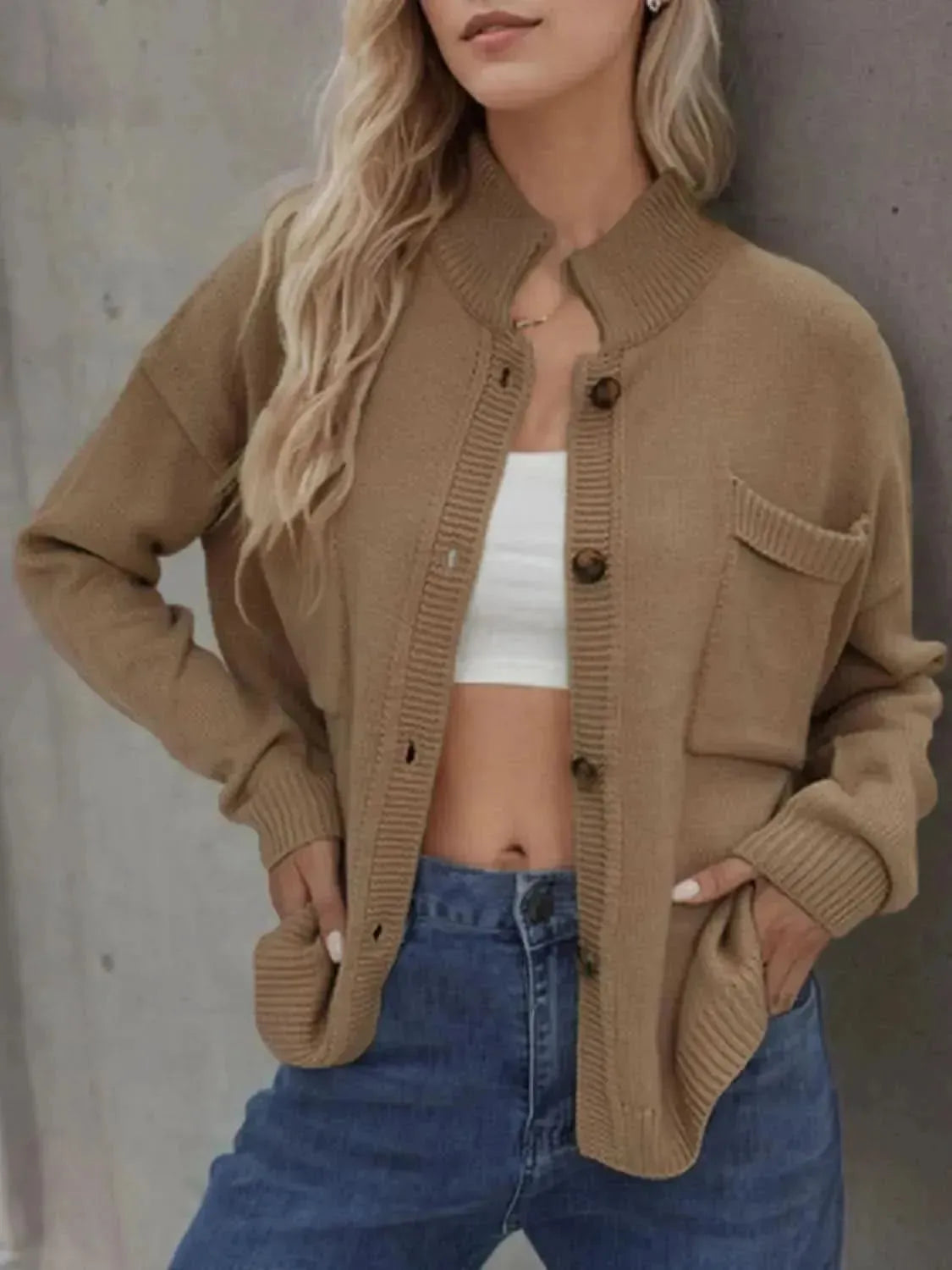 Button Up Long Sleeve Cardigan - Bad Moms Club