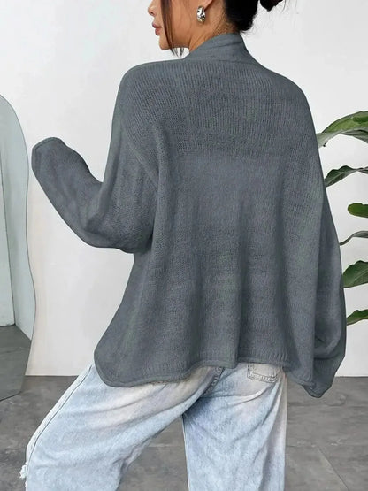 Open Front Dropped Shoulder Cardigan - Bad Moms Club