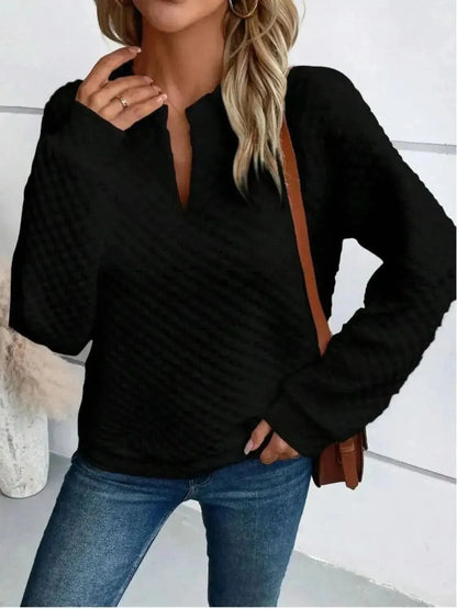 Notched Long Sleeve Sweatshirt - Bad Moms Club