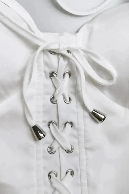 Lace-Up Ruched Halter Neck Wrap Dress - Bad Moms Club
