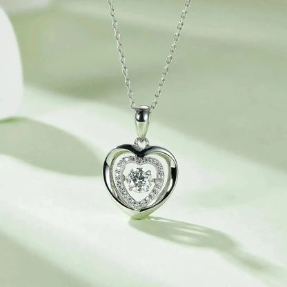Moissanite 925 Sterling Silver Heart Necklace - Bad Moms Club
