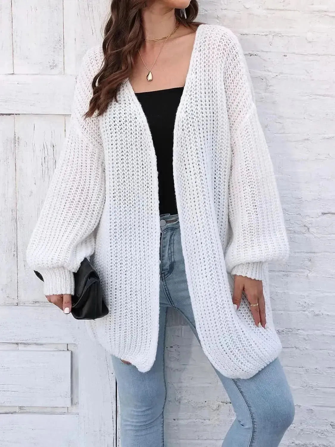 Open Front Dropped Shoulder Longline Cardigan - Bad Moms Club