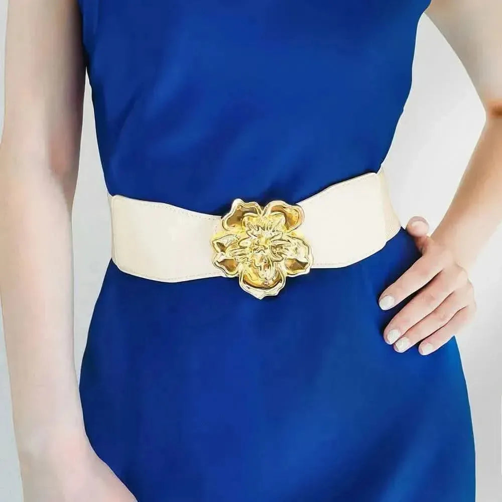 Flower Alloy Buckle Elastic Belt - Bad Moms Club