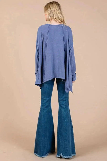 Ces Femme Asymmetrical Long Sleeve top - Bad Moms Club