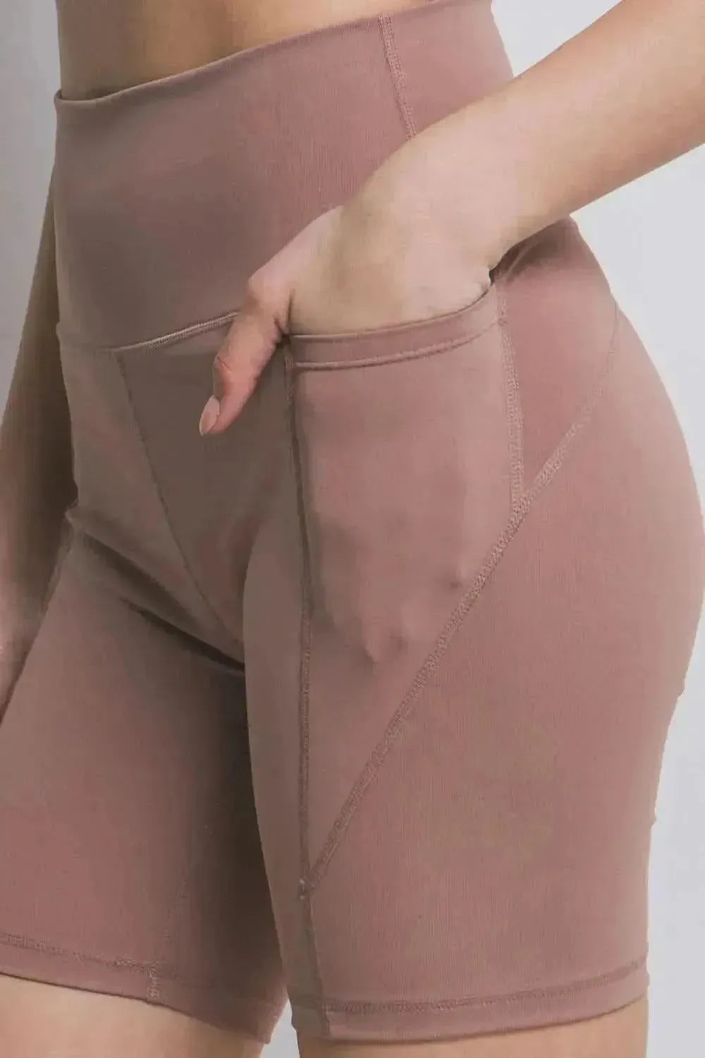 Love Tree High Waist Seam Detail Active Shorts - Bad Moms Club