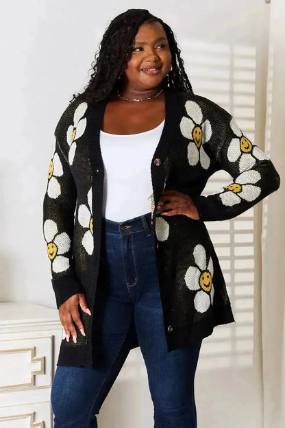 Floral Button Down Longline Cardigan - Bad Moms Club