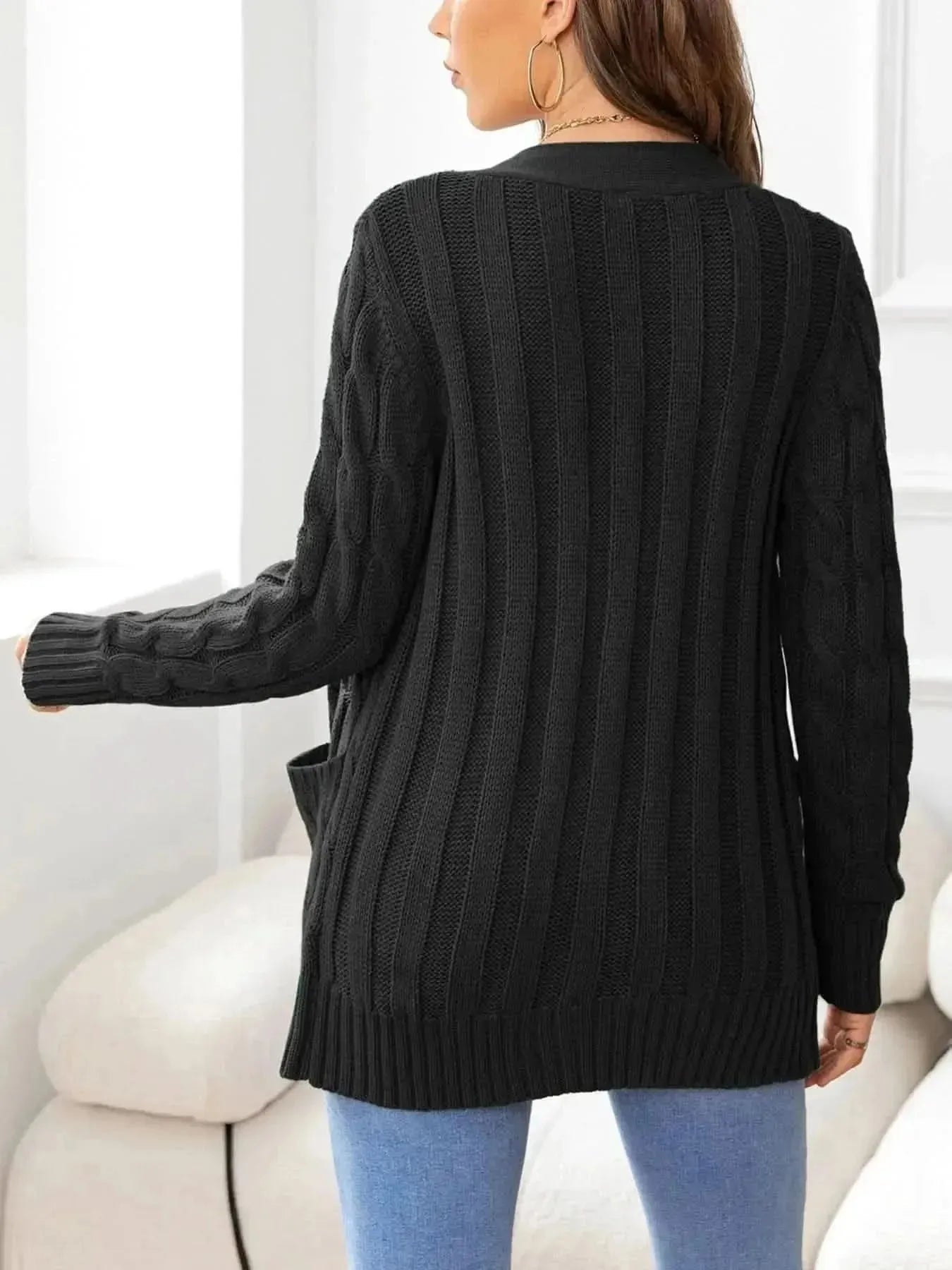 Button Down Cable-Knit Cardigan - Bad Moms Club