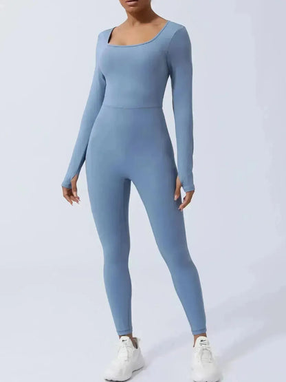 Twisted Backless Long Sleeve Jumpsuit - Bad Moms Club