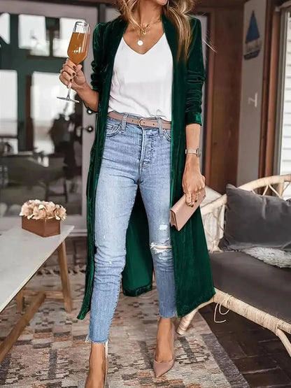 Open Front Long Sleeve Coat - Bad Moms Club
