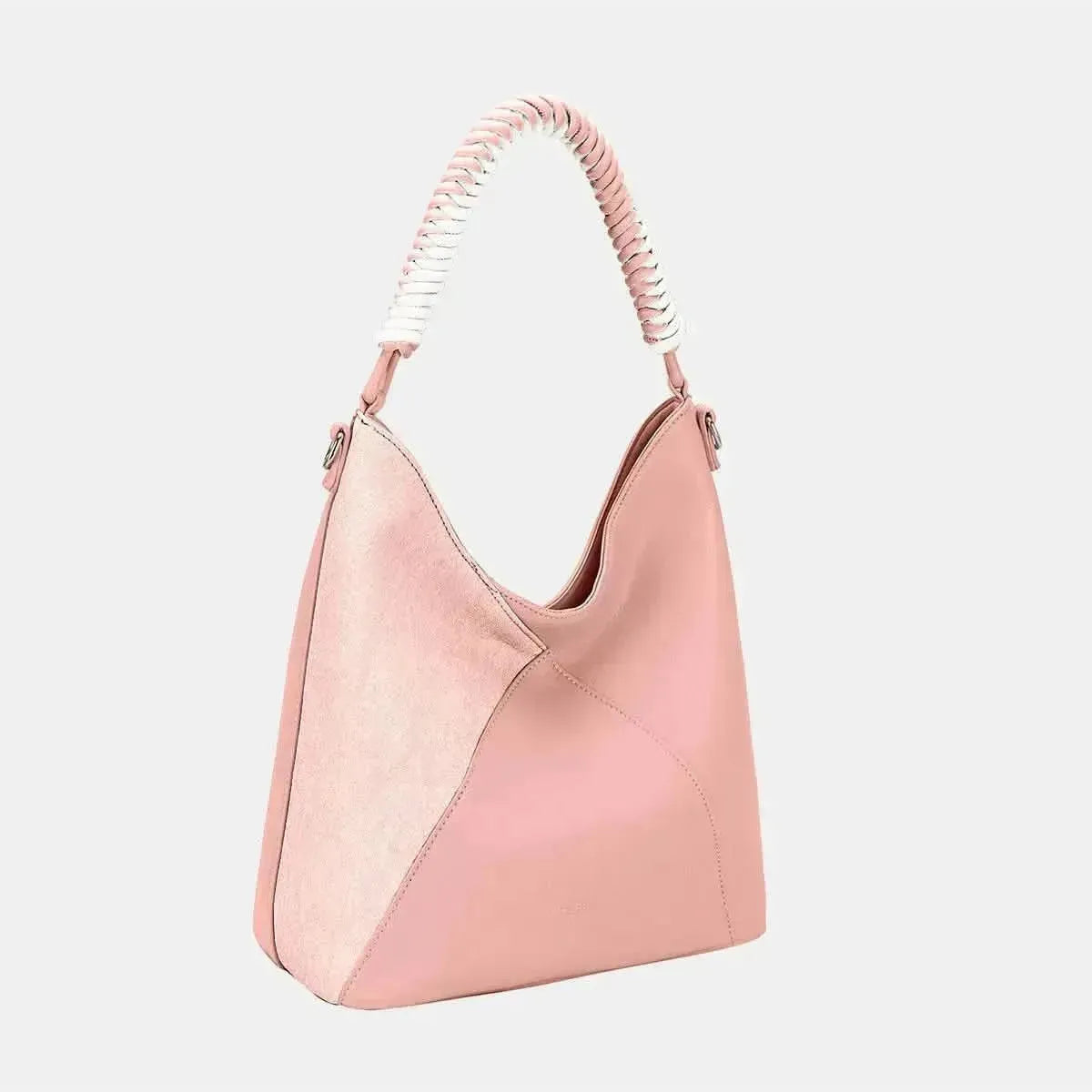 David Jones Woven Handle PU Leather Handbag - Bad Moms Club