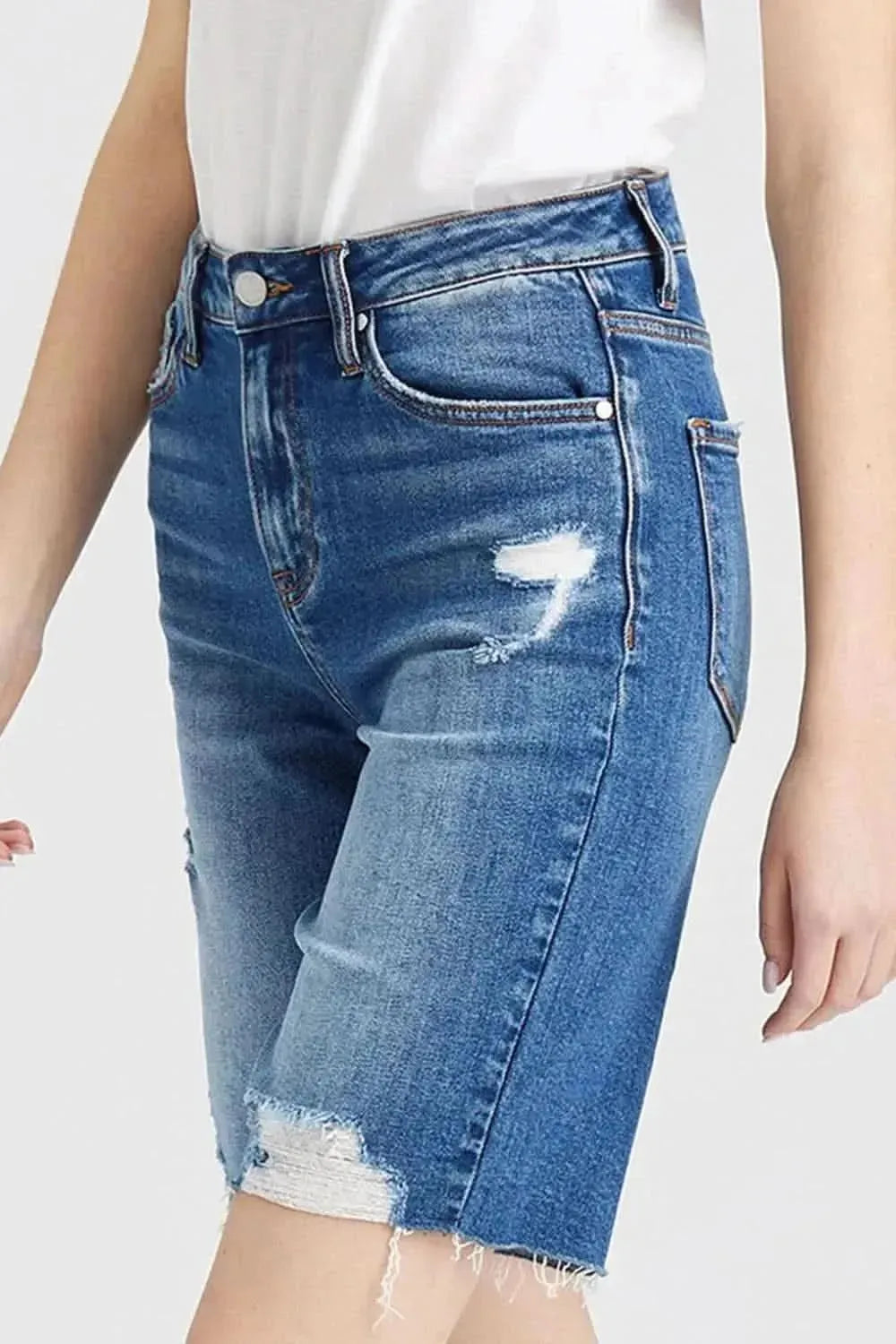 BAYEAS Full Size Super High Rise Denim Bermuda Shorts - Bad Moms Club