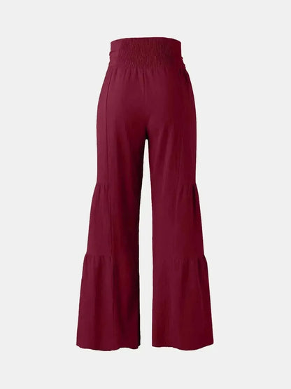 Tied Ruched Wide Leg Pants - Bad Moms Club