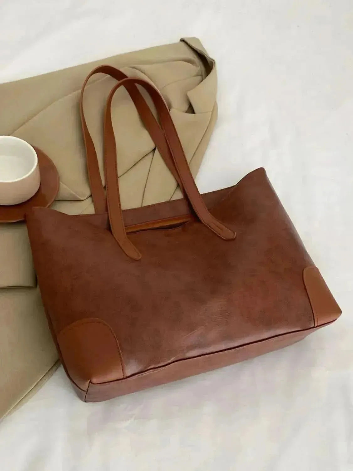 PU Leather Medium Tote Bag - Bad Moms Club