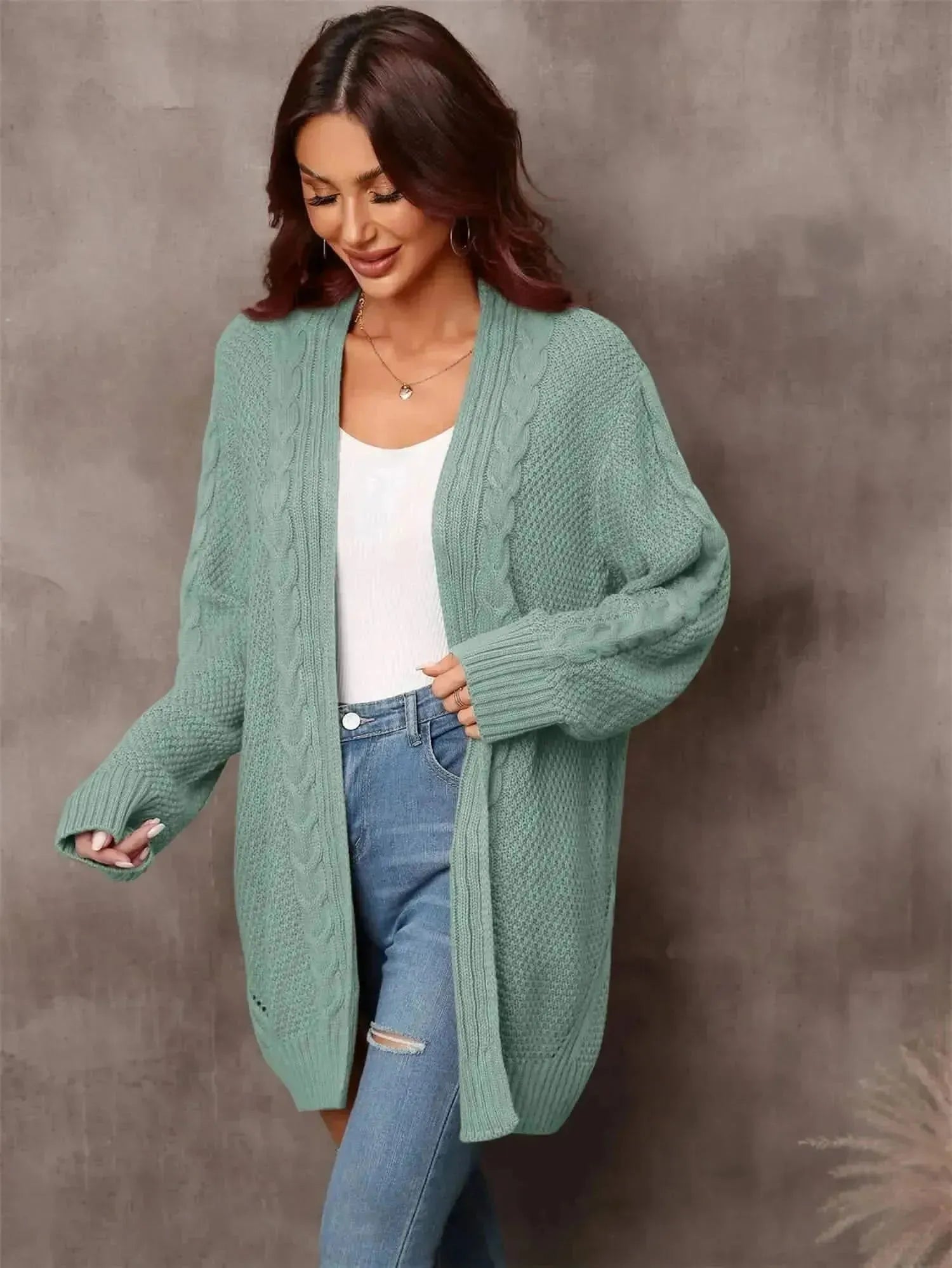 Warm Fall Mixed Knit Open Front Longline Cardigan - Bad Moms Club