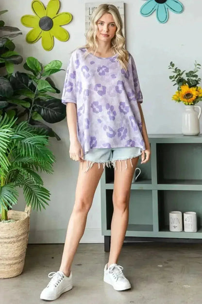 HOPELY Print Waffle Oversized T-Shirt - Bad Moms Club