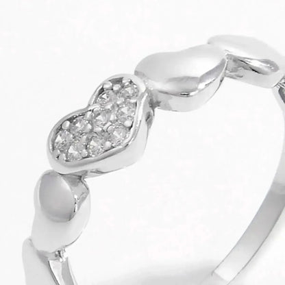925 Sterling Silver Inlaid Zircon Heart Ring - Bad Moms Club