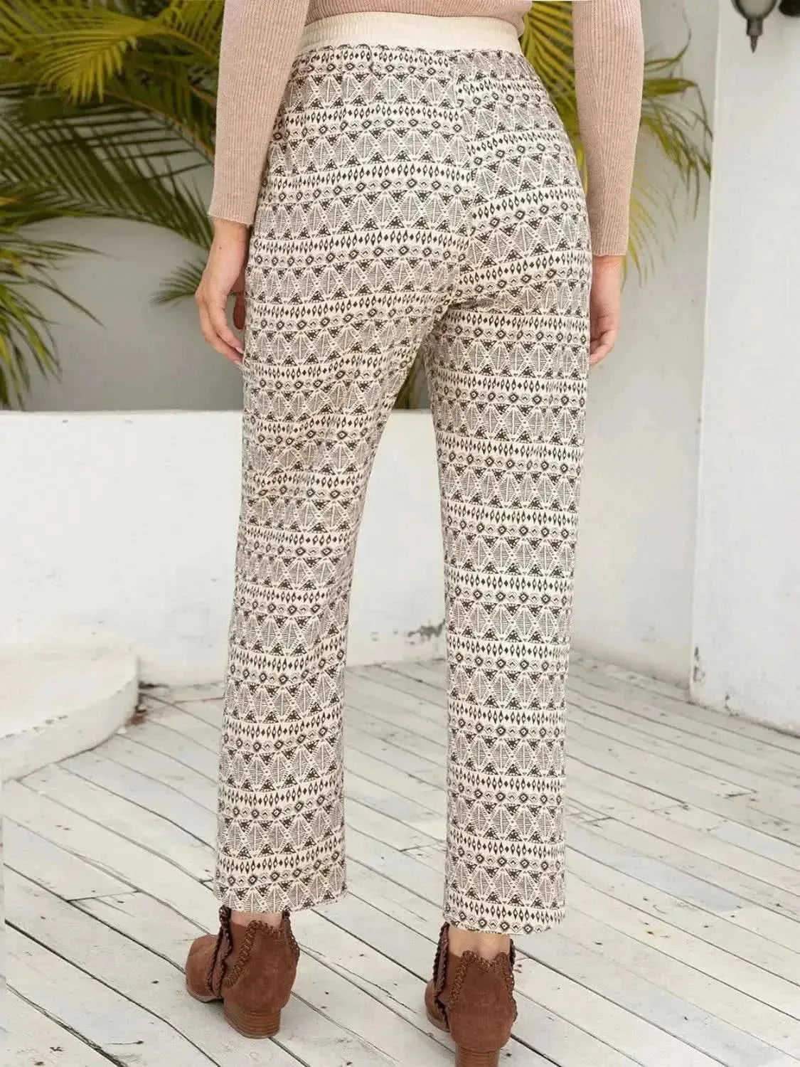 Ivy Lane Tied Printed Pants with Pockets - Bad Moms Club