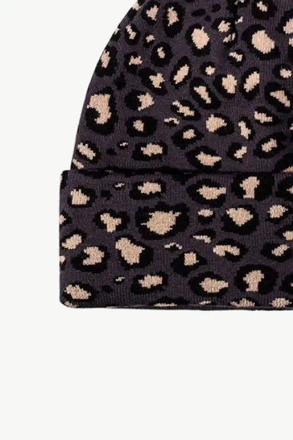 Leopard Pattern Cuffed Beanie - Bad Moms Club