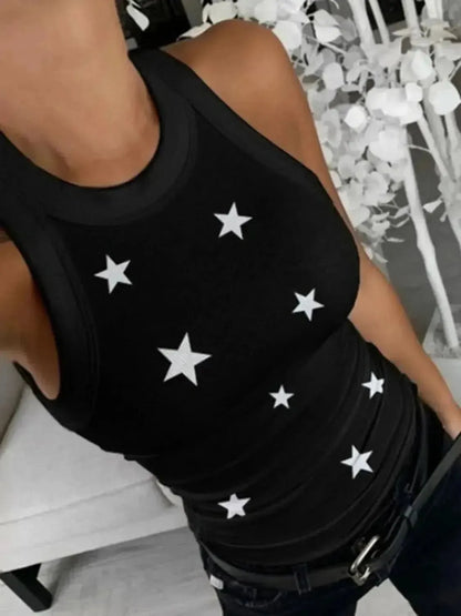 Full Size Star Round Neck Tank - Bad Moms Club