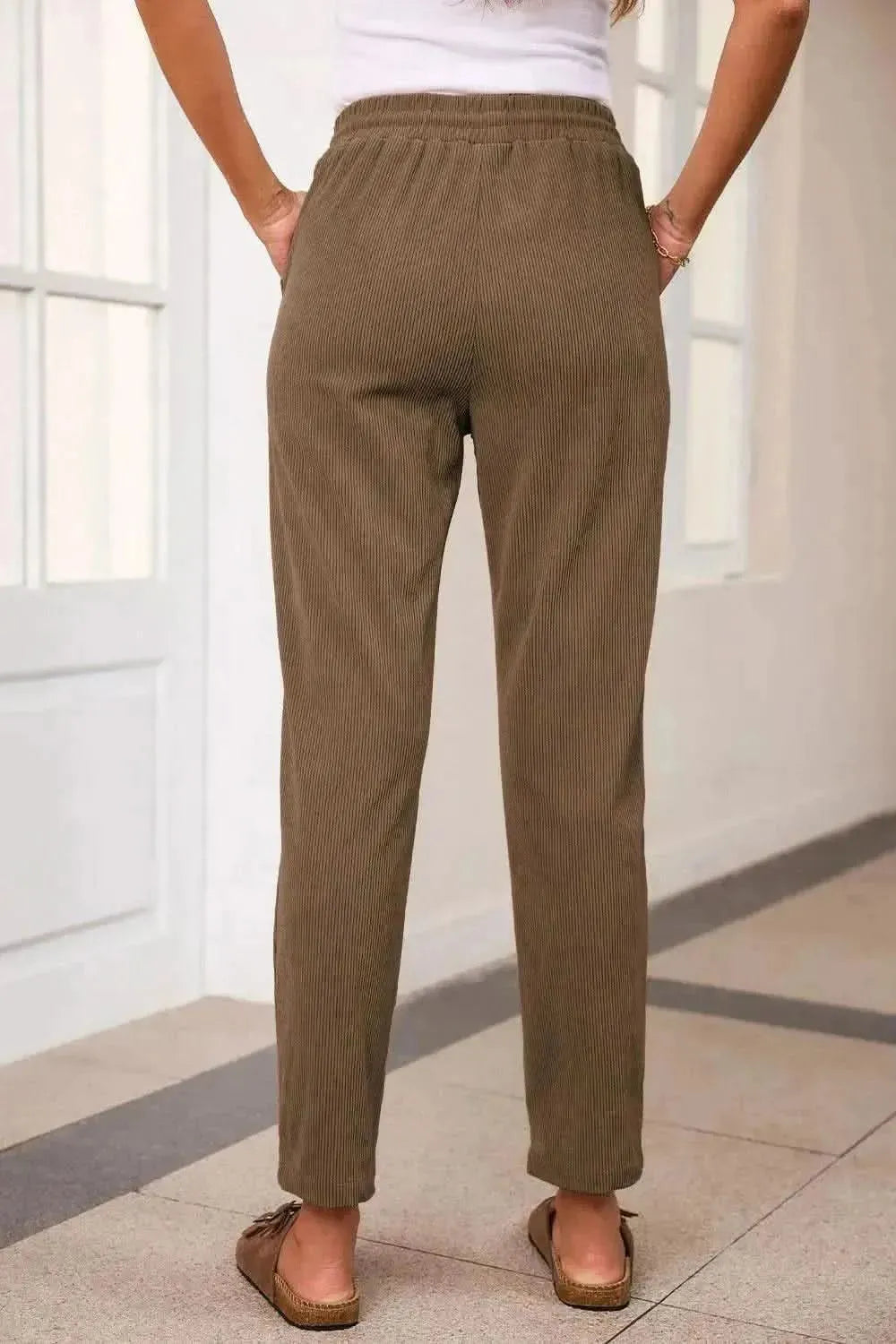 Drawstring Straight Pants with Pockets - Bad Moms Club