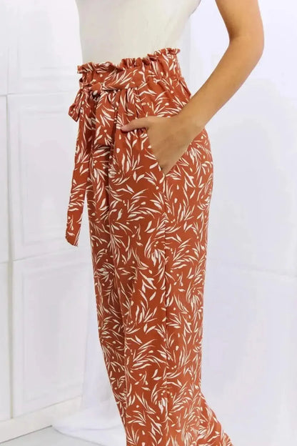 Heimish Right Angle Full Size Geometric Printed Pants in Red Orange - Bad Moms Club