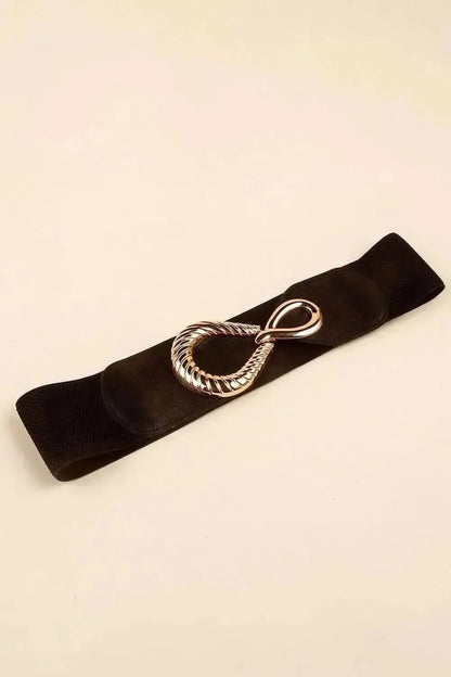 Ribbed Alloy Buckle Elastic Belt - Bad Moms Club