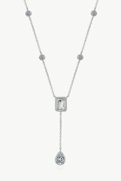 3 Carat 925 Sterling Silver Double Drop Pendant Necklace - Bad Moms Club