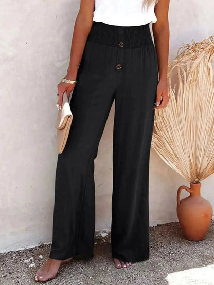 Full Size Decorative Button High Waist Pants - Bad Moms Club