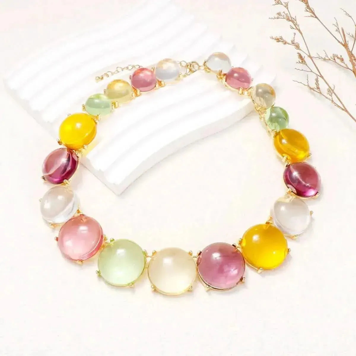 Alloy & Round Rhinestone Necklace - Bad Moms Club