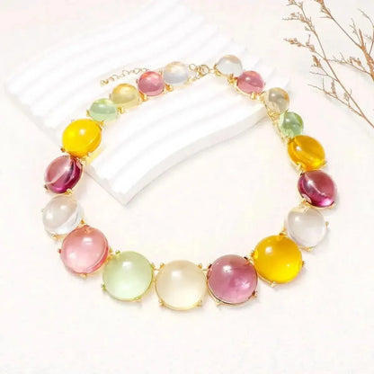 Alloy & Round Rhinestone Necklace - Bad Moms Club
