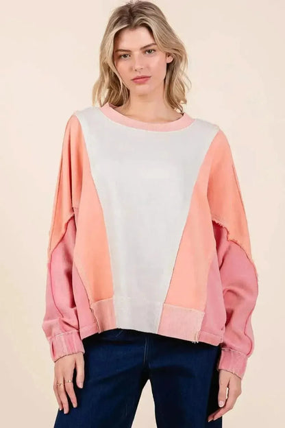 Mittoshop Mineral Wash Color Block Sweatshirt - Bad Moms Club