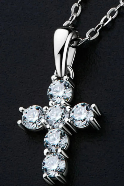 925 Sterling Silver Cross Moissanite Pendant Necklace - Bad Moms Club