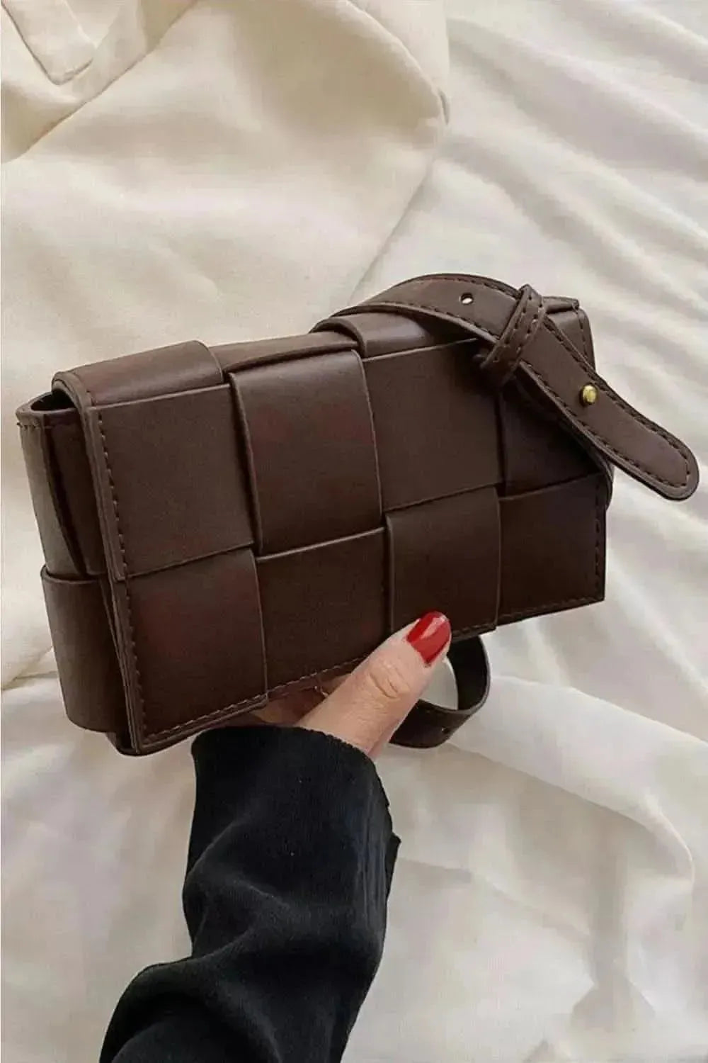Zenana Vegan Leather Woven Crossbody Bag - Bad Moms Club