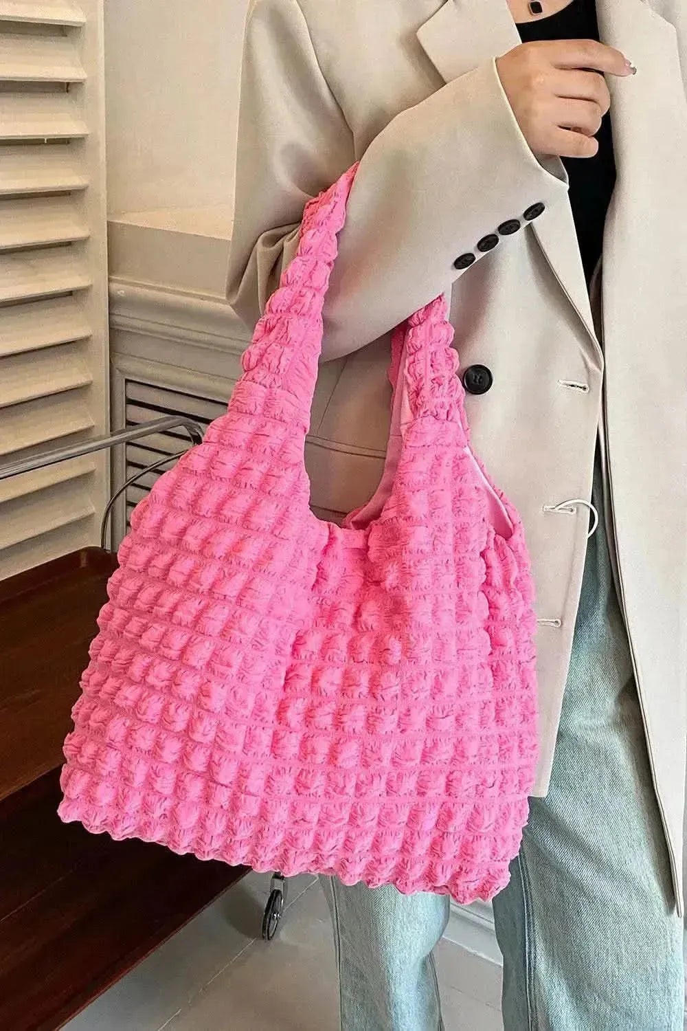 Ruched Polyester Large Handbag - Bad Moms Club
