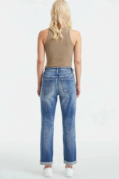 BAYEAS Full Size High Waist Distressed Paint Splatter Pattern Jeans - Bad Moms Club