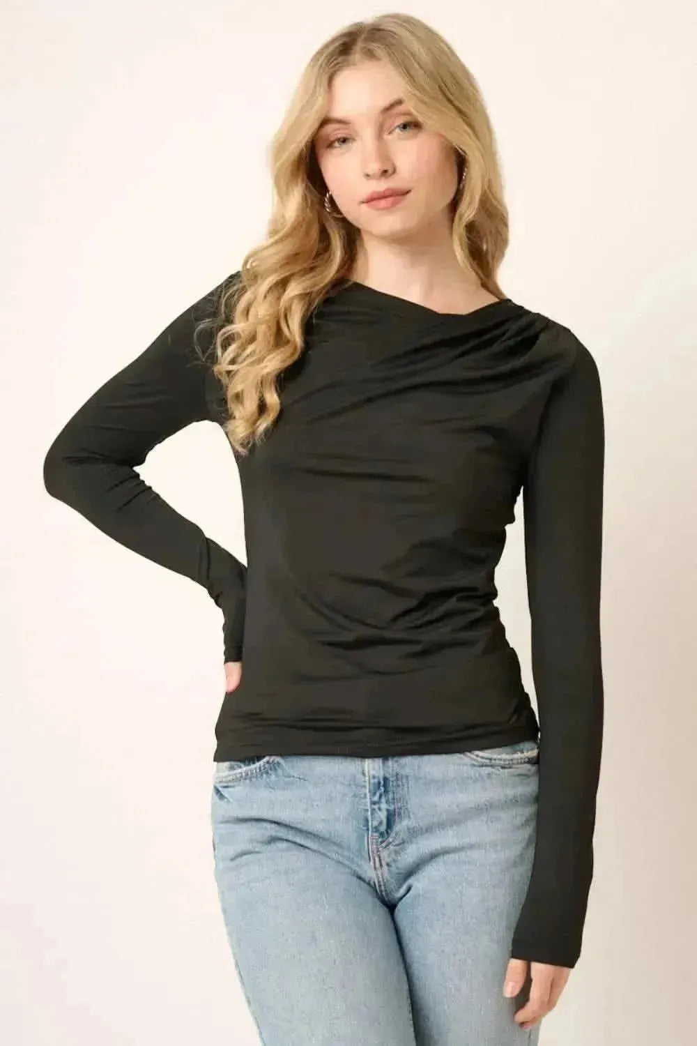 Mittoshop Ruched Long Sleeve Slim Top - Bad Moms Club