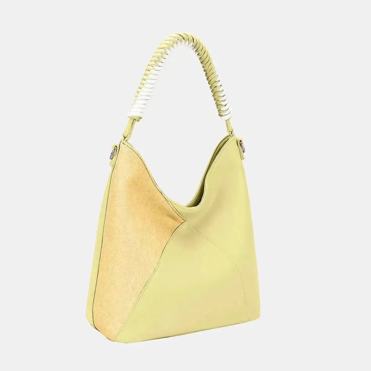 David Jones Woven Handle PU Leather Handbag - Bad Moms Club