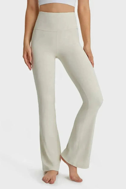 Elastic Waist Flare Yoga Pants - Bad Moms Club