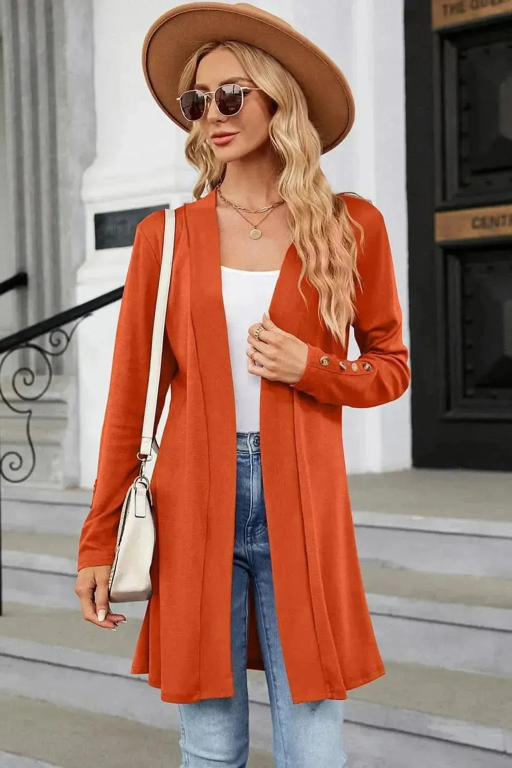 Open Front Long Sleeve Cardigan - Bad Moms Club