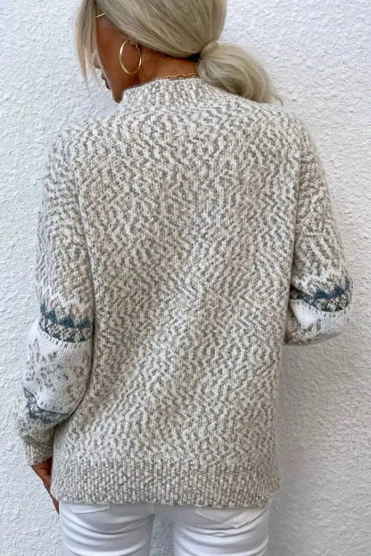 Snowflake Pattern Mock Neck Sweater - Bad Moms Club
