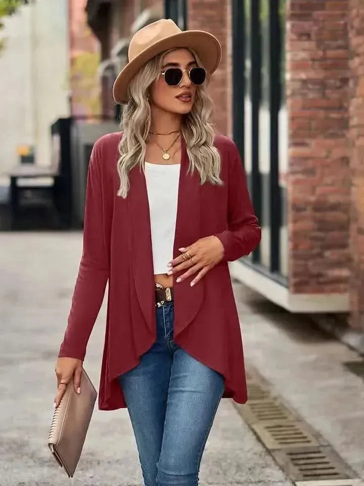 Open Front Long Sleeve Cardigan - Bad Moms Club
