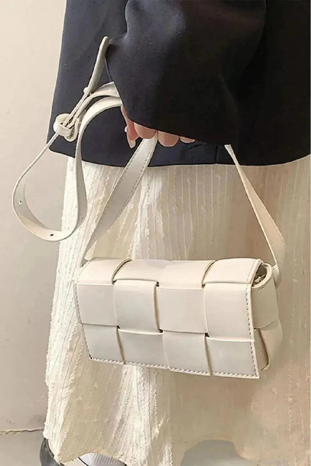 Zenana Vegan Leather Woven Crossbody Bag - Bad Moms Club