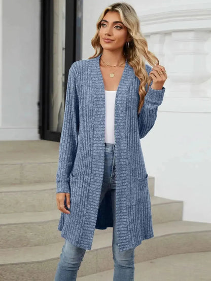 Open Front Long Sleeve Cardigan - Bad Moms Club