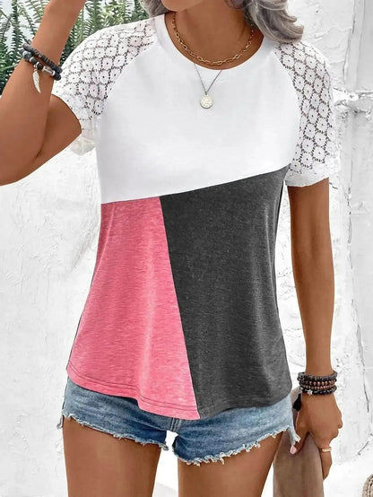 Ivy Lane Color Block Raglan Sleeve Round Neck Tee - Bad Moms Club
